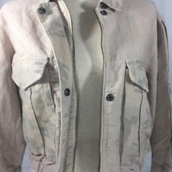 Anthropologie Beige Cropped Camo Jacket Size L - Picture 5 of 8